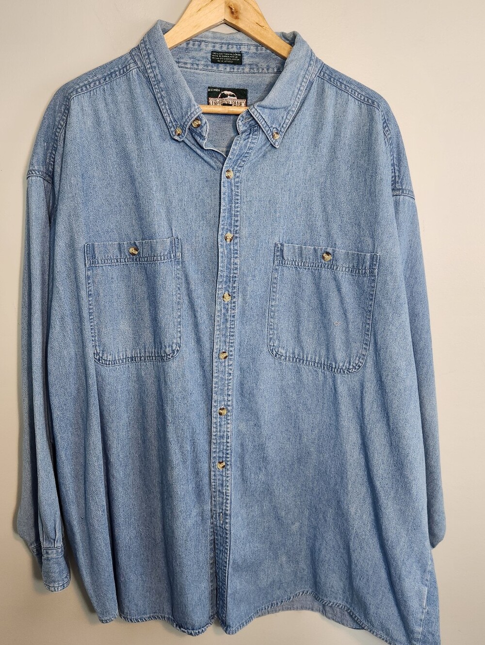 Vtg Light Blue Denim Soft Button-Down Shirt - Classic Workwear Style 3XL 90s Y2K